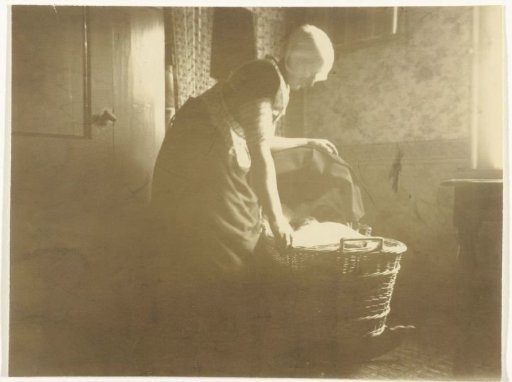 Genre Study of Woman with Washbasket in Interior