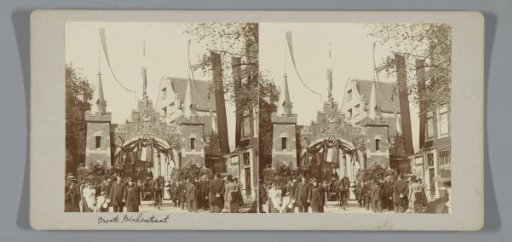 Triumphal Arch on the Bickersplein near the Grote Bickersstraat, for the inauguration of Queen Wilhelmina, Amsterdam