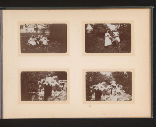 Four portraits of children in a garden or park