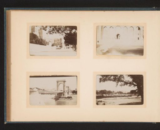 Two views of buildings, View of a bridge and Landscape in France