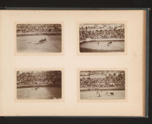 Four views of bullfights in the amphitheatre at Arles