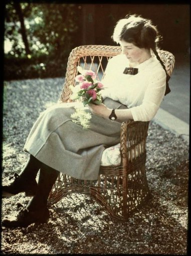 Portrait of a young woman in a chair, possibly Elise Burdet