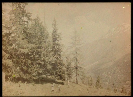 Mountain landscape with three figures