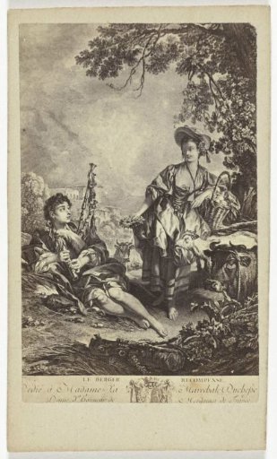 Photographic reproduction of an engraving after a painting of resting shepherds