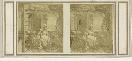 Woman and Girl Behind a Spinning Wheel