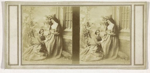 Girl Kneeling Next to a Nun