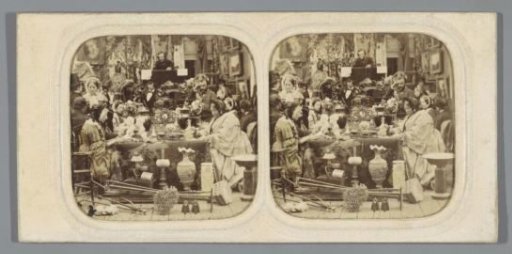 Visitors at an Auction, with an Auctioneer in the Background