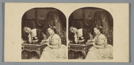 Portrait of Two Women at a Table, One Writing a Letter