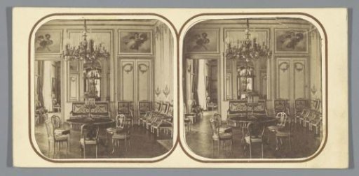 Interior of the White Salon in Château de Villeneuve-Lembron, Puy-de-Dôme, France