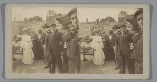 Visitors at a book market, presumably on Vredenburgplein in Utrecht