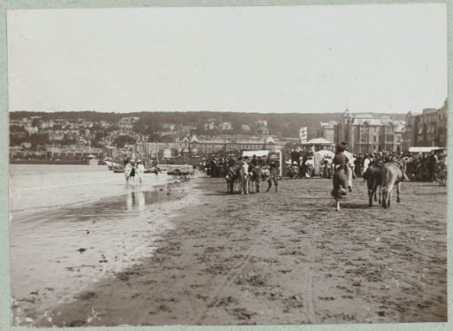 Beach with Large Crowd