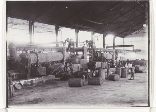 Interior of the sugar factory of the sugar enterprise Nieuw Tersana, Cheribon, former Dutch East Indies