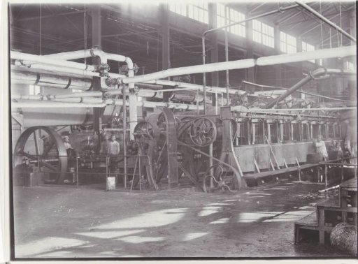 Interior of the factory on the sugar enterprise Nieuw Tersana, Cheribon, former Dutch East Indies