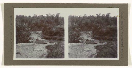 River landscape with a waterfall on Java.