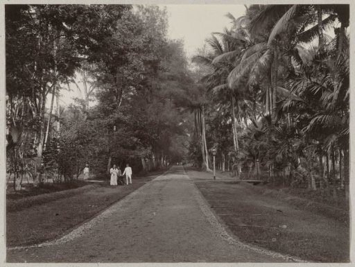 Street Scene in Payakumbuh with an Unknown Couple with a Baby and an Indonesian Child Caregiver (called 'baboe' at the time) and Servant