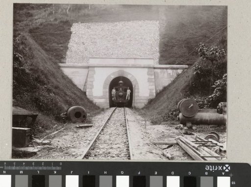 Steam locomotive in a railway tunnel on the Padang-Sawahlunto route