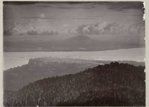 View of a coastal town on Sumatra from a mountain