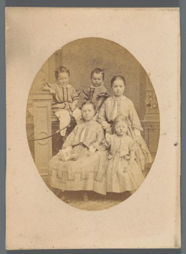 Portrait of five unknown children, two boys and three girls