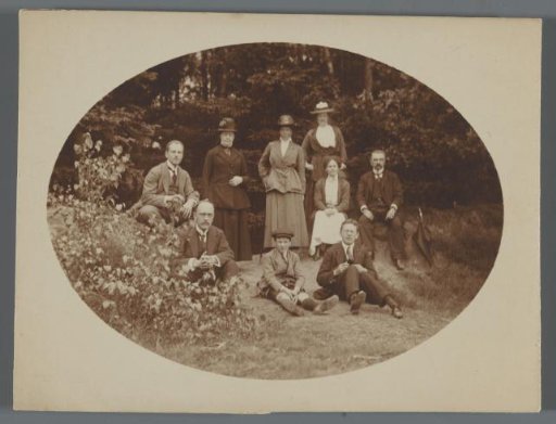 Portrait of an unknown family in the woods