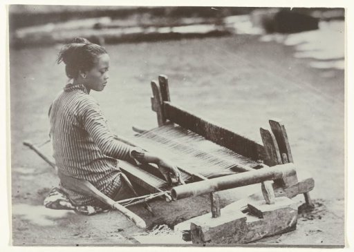 Javanese woman at a loom