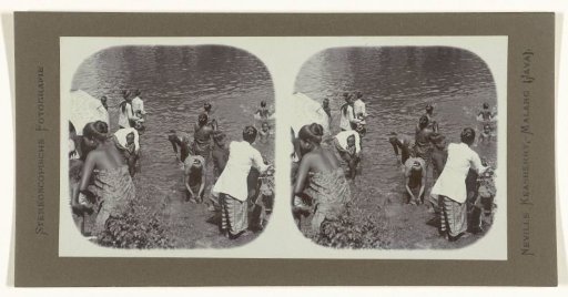Javanese women bathing in a sarong