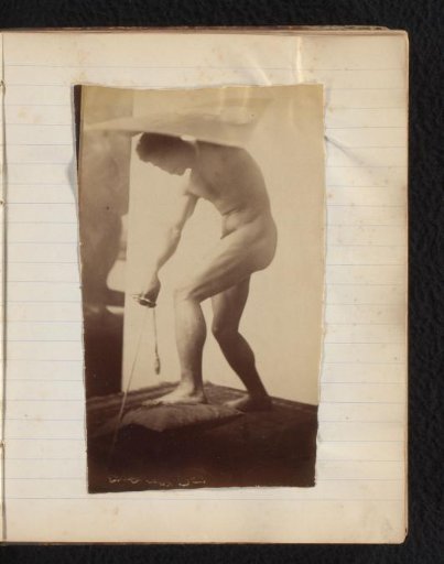 Studie van een mannelijk naaktmodel in het atelier van Jacques de Lalaing