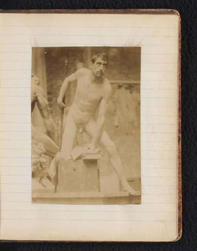 Studie van een mannelijk naaktmodel, van voren gezien, in het atelier van Jacques de Lalaing