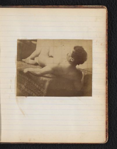 Study of a male nude model, lying down, in