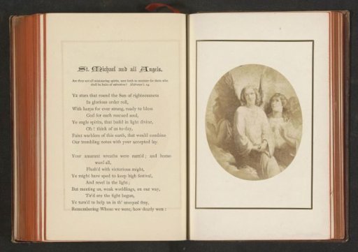 Photographic reproduction of a print, depicting three angels