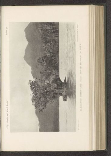 View of a limestone island in the harbor of Suva