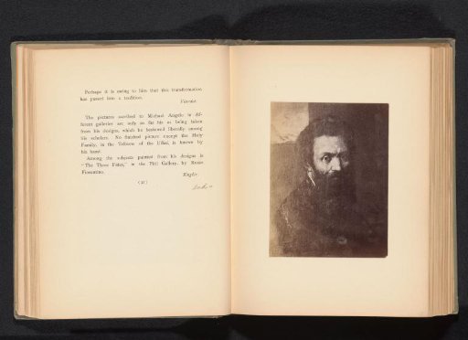 Photographic reproduction of a painting depicting a portrait of Michelangelo Buonarroti