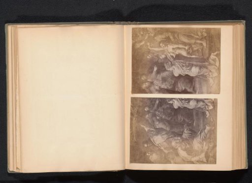 Two photographic reproductions of a painting depicting the Transfiguration