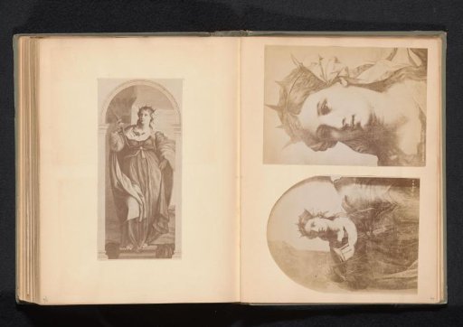 Two photographic reproductions of a painting depicting Saint Barbara