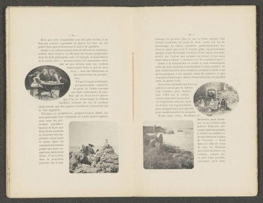 Playing children and three figures by the coast