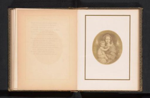 Photographic reproduction of a print after a painting, depicting Mary with Child