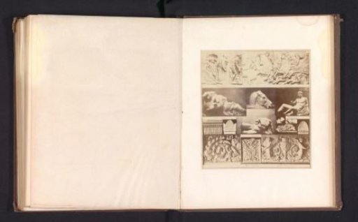Casts of antique sculptures and architectural fragments including a piece of the frieze of the Parthenon