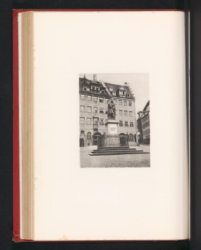 View of the Albrecht-Dürer-Platz with the statue of Albrecht Dürer in Nuremberg