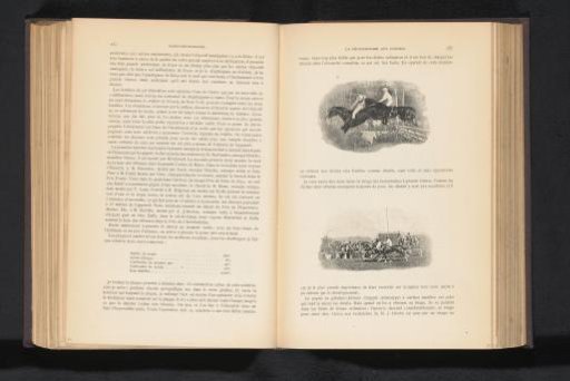 Men on jumping and galloping horses