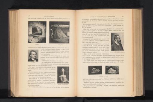 Portrait of Alphonse Bertillon and two photographs of a horse stamp