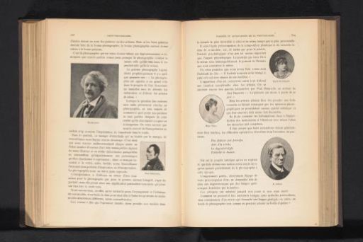 Portraits of Sarah Bernhardt, Louise Théo and Émile Littré