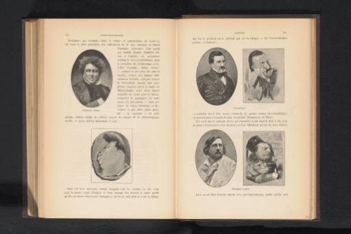 Portrait and photographic reproduction of a caricature of Champfleury and Théophile Gautier