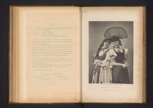 Portrait of two unknown young women in traditional dress