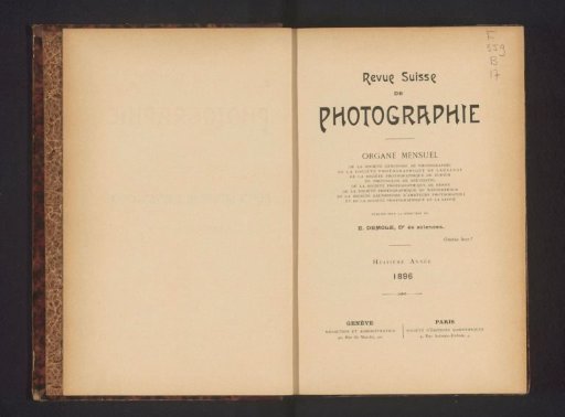 Revue suisse de photographie / Société genevoise de photographie (...) [et al.]
