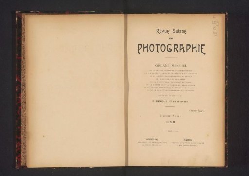 Revue suisse de photographie / Société genevoise de photographie (...) [et al.]