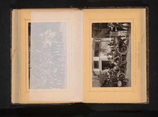 View of a group of unknown persons apparently re-enacting a battle or fight