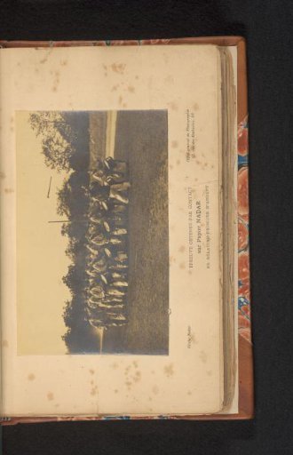 View of a group of unknown men, including drummers