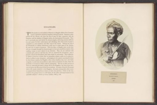 Portrait of an unknown man with a spear from the Dowania tribe of Assam