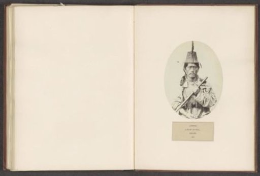 Portrait of an unknown man with a weapon from the Lepcha community of Sikkim