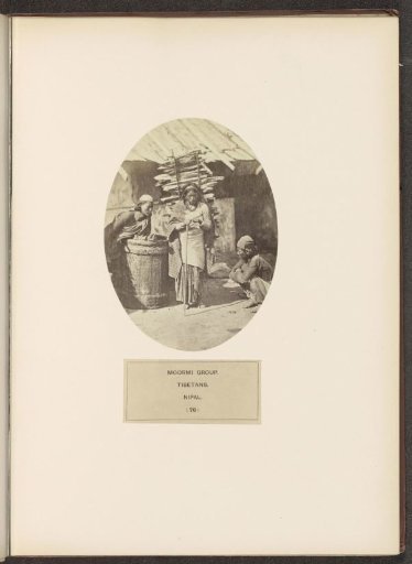 Three People from the Moormi Community of Nepal, in the Middle a Woman Carrying Wood on Her Back