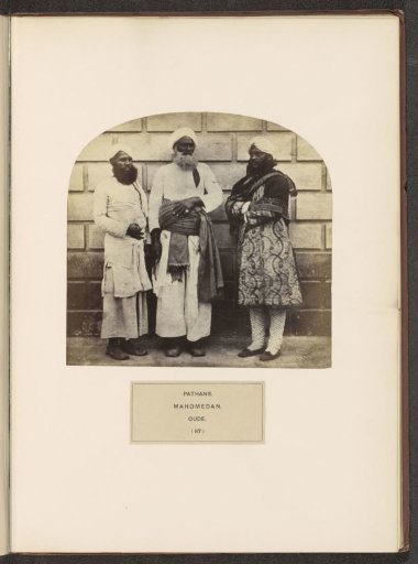 Portrait of three unknown men with turbans from the Pathan community of Awadh, Uttar Pradesh, India